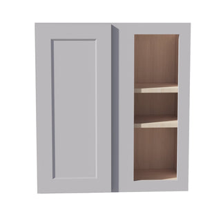 HA - WBC2730: Ash Gray Shaker 27"W x 30"H 1 Door & 2 Shelves Wall Blind Corner Cabinets - homecabinets