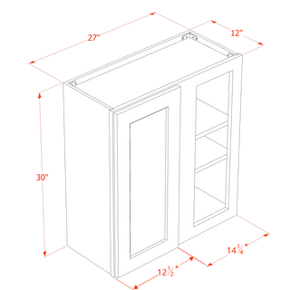 HA - WBC2730: Ash Gray Shaker 27"W x 30"H 1 Door & 2 Shelves Wall Blind Corner Cabinets - homecabinets