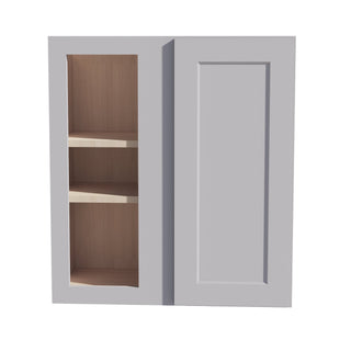 HA - WBC2730: Ash Gray Shaker 27"W x 30"H 1 Door & 2 Shelves Wall Blind Corner Cabinets - homecabinets