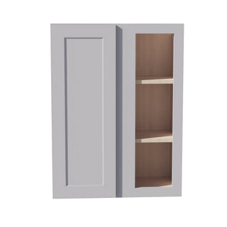 HA - WBC2736: Ash Gray Shaker 27"W x 36"H 1 Door & 2 Shelves Wall Blind Corner Cabinets - homecabinets