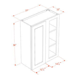 HA - WBC2736: Ash Gray Shaker 27"W x 36"H 1 Door & 2 Shelves Wall Blind Corner Cabinets - homecabinets