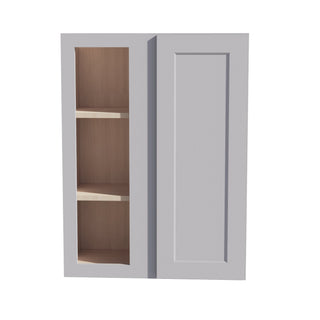 HA - WBC2736: Ash Gray Shaker 27"W x 36"H 1 Door & 2 Shelves Wall Blind Corner Cabinets - homecabinets