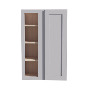 HA - WBC2742: Ash Gray Shaker 27"W x 42"H 1 Door & 2 Shelves Wall Blind Corner Cabinets - homecabinets