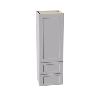 HA - WD1854: Ash Gray Shaker 18"W x 54"H 1 Door & 2 Drawers Special Wall Cabinet - homecabinets