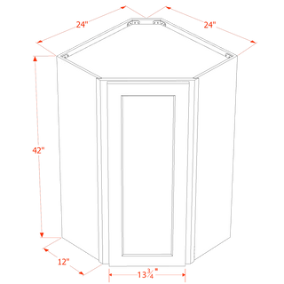 HA - WDC2442: Ash Gray Shaker 24"W x 42"H 1 Door & 2 Shelves Diagonal Wall Corner Cabinet - homecabinets