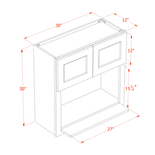 HA - WM3030: Ash Gray Shaker 30"W x 30"H 2 Doors Wall Built - in Microwave Cabinets - homecabinets