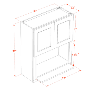 HA - WM3036: Ash Gray Shaker 30"W x 36"H 2 Doors Wall Built - in Microwave Cabinets - homecabinets