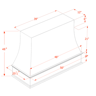 HA - WRH3648: Ash Gray Shaker 36"W x 48"H Wood Wall Mounted Range Hoods - homecabinets