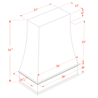 HA - WRH4836: Ash Gray Shaker 48"W x 36"H Wood Wall Mounted Range Hoods - homecabinets