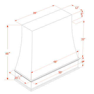 HA - WRH4848: Ash Gray Shaker 48"W x 48"H Wood Wall Mounted Range Hoods - homecabinets