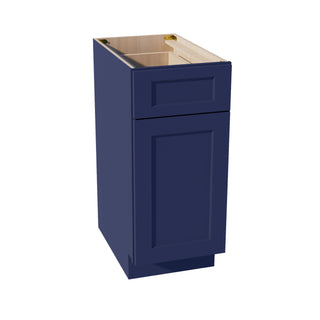 HB - B15: Indigo Blue Shaker 15" 1 Drawer 1 Door Standard Base Cabinet - homecabinets