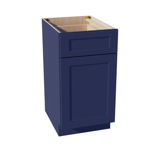 HB - B18TR: Indigo Blue Shaker 18" 1 Drawer Trash Pull Out Base Cabinets - homecabinets