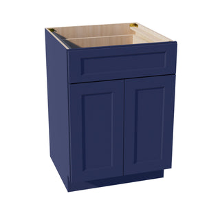 HB - B24: Indigo Blue Shaker 24" 1 Drawer 2 Doors Standard Base Cabinet - homecabinets