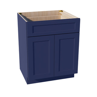 HB - B27: Indigo Blue Shaker 27" 1 Drawer 2 Doors Standard Base Cabinet - homecabinets