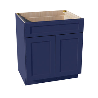 HB - B30: Indigo Blue Shaker 30" 1 Drawer 2 Door Standard Base Cabinet - homecabinets