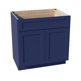 HB - B33: Indigo Blue Shaker 33" 1 Drawer 2 Doors Standard Base Cabinet - homecabinets