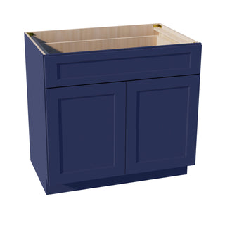 HB - B36: Indigo Blue Shaker 36" 1 Drawer 2 Doors Standard Base Cabinet - homecabinets