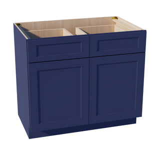 HB - B39: Indigo Blue Shaker 39" 2 Drawers 2 Doors Standard Base Cabinet - homecabinets