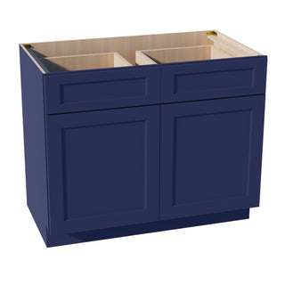 HB - B42: Indigo Blue Shaker 42" 2 Drawers 2 Doors Standard Base Cabinet - homecabinets