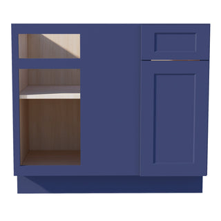 HB - BBC39/42: Indigo Blue Shaker 39" 1 Door & 1 Drawer Blind Corner Base Cabinets - homecabinets