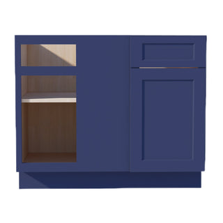 HB - BBC42/45: Indigo Blue Shaker 42" 1 Door & 1 Drawer Blind Corner Base Cabinets - homecabinets