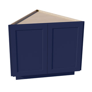 HB - BEC24: Indigo Blue Shaker 24" 2 Full Height Door Angled End Base Cabinets - homecabinets