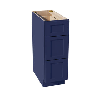 HB - DB12: Indigo Blue Shaker 12" 3 Drawers Base Cabinet - homecabinets