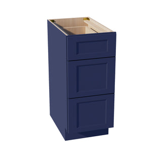 HB - DB15: Indigo Blue Shaker 15" 3 Drawers Base Cabinet - homecabinets