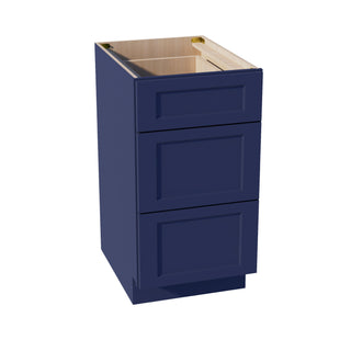 HB - DB18: Indigo Blue Shaker 18" 3 Drawers Base Cabinet - homecabinets