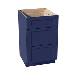 HB - DB21: Indigo Blue Shaker 21" 3 Drawers Base Cabinet - homecabinets