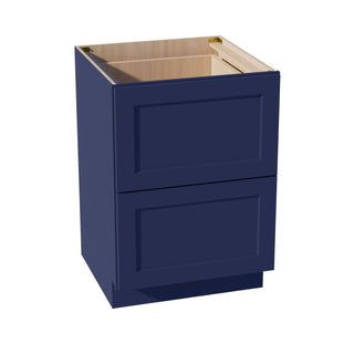 HB - DB24 - 2: Indigo Blue Shaker 24" 2 Drawers Base Cabinet - homecabinets