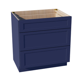 HB - DB33: Indigo Blue Shaker 33" 3 Drawers Base Cabinet - homecabinets