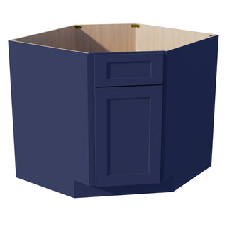 HB - DSB36: Indigo Blue Shaker 39" 1 Door 1 False Drawer Corner Sink Base Cabinet - homecabinets