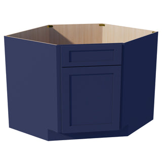 HB - DSB42: Indigo Blue Shaker 42" 1 Door & 1 False Drawer Corner Sink Base Cabinet - homecabinets