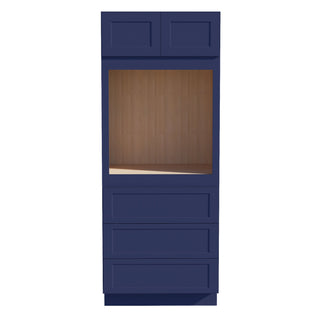 HB - OC3384: Indigo Blue Shaker 33"W x 84"H x 24"D 2 Doors & 3 Drawers Tall Oven Shelf Cabinets - homecabinets