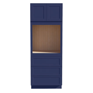 HB - OC3390: Indigo Blue Shaker 33"W x 90"H x 24"D 2 Doors & 3 Drawers Tall Oven Shelf Cabinets - homecabinets