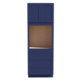 HB - OC3396: Indigo Blue Shaker 33"W x 96"H x 24"D 2 Doors & 3 Drawers Tall Oven Shelf Cabinets - homecabinets