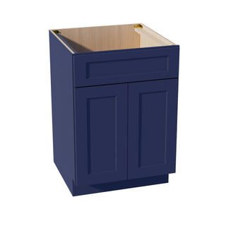 HB - SB24: Indigo Blue Shaker 24" 2 Doors 1 False Drawer Sink Base Cabinet - homecabinets