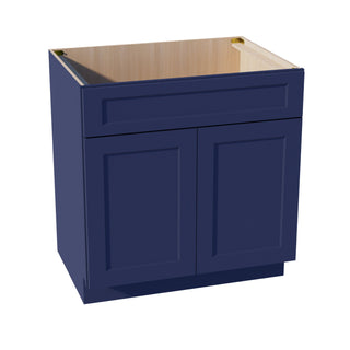 HB - SB33: Indigo Blue Shaker 33" 2 Doors 1 False Drawer Sink Base Cabinet - homecabinets