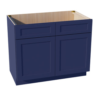 HB - SB42: Indigo Blue Shaker 42" 2 Doors 2 False Drawers Sink Base Cabinet - homecabinets