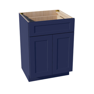 HB - VB2421: Indigo Blue Shaker 24"W x 34 - 1/2"H x 21"D 2 Doors & 1 Drawer Double Door Vanity Base Cabinets - homecabinets