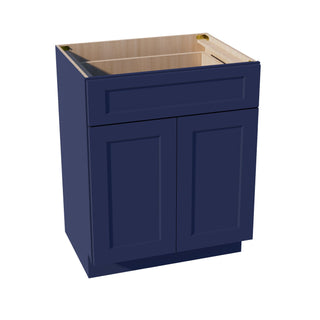 HB - VB2721: Indigo Blue Shaker 27"W x 34 - 1/2"H x 21"D 2 Doors & 1 Drawer Double Door Vanity Base Cabinets - homecabinets