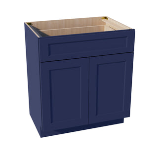 HB - VB3021: Indigo Blue Shaker 30"W x 34 - 1/2"H x 21"D 2 Doors & 1 Drawer Double Door Vanity Base Cabinets - homecabinets