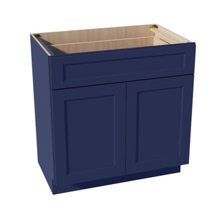 HB - VB3321: Indigo Blue Shaker 33"W x 34 - 1/2"H x 21"D 2 Doors & 1 Drawer Double Door Vanity Base Cabinets - homecabinets