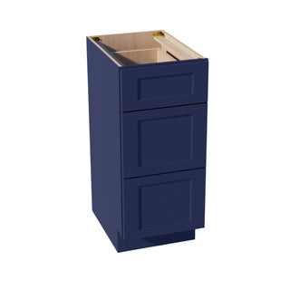 HB - VDB1521: Indigo Blue Shaker 15"W x 34 - 1/2"H x 21"D 3 Drawers Vanity Base Cabinets - homecabinets