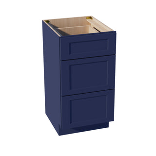 HB - VDB1821: Indigo Blue Shaker 18"W x 34 - 1/2"H x 21"D 3 Drawers Vanity Base Cabinets - homecabinets