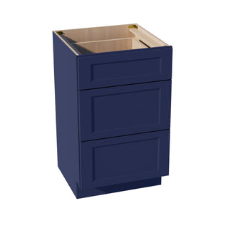 HB - VDB2121: Indigo Blue Shaker 21"W x 34 - 1/2"H x 21"D 3 Drawers Vanity Base Cabinets - homecabinets