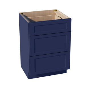 HB - VDB2421: Indigo Blue Shaker 24"W x 34 - 1/2"H x 21"D 3 Drawers Vanity Base Cabinets - homecabinets