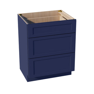 HB - VDB2721: Indigo Blue Shaker 27"W x 34 - 1/2"H x 21"D 3 Drawers Vanity Base Cabinets - homecabinets