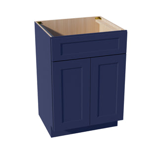 HB - VSB2421: Indigo Blue Shaker 24"W x 34 - 1/2"H x 21"D 2 Doors & 1 False Drawer Vanity Sink Base Cabinets - homecabinets